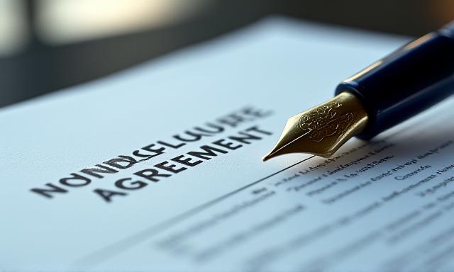Close-up of a legal document with a signature line