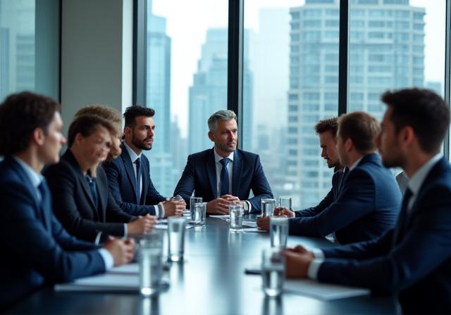 Professional legal negotiation in a modern London glass-walled office